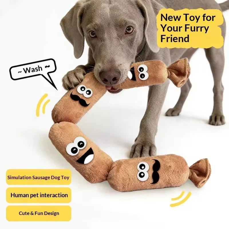 Funny Squeaky Dog Toy Bite Resistant Plush Chew Toy Interactive Teeth Cleaning Molar Toy For Puppy Dogs Self Play Entertainment