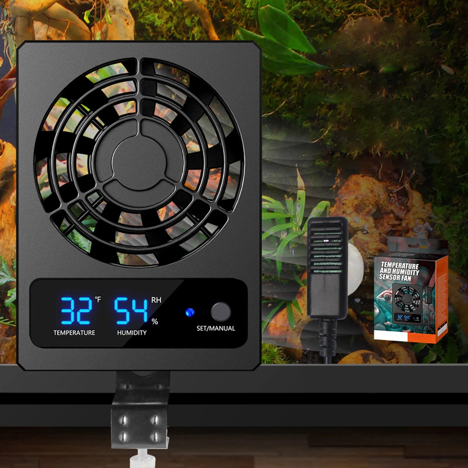 Temperature Control Fan for Reptiles Amphibians with Automatic Switch Available Humidity Settings Fan Dehumidifier Pets Products