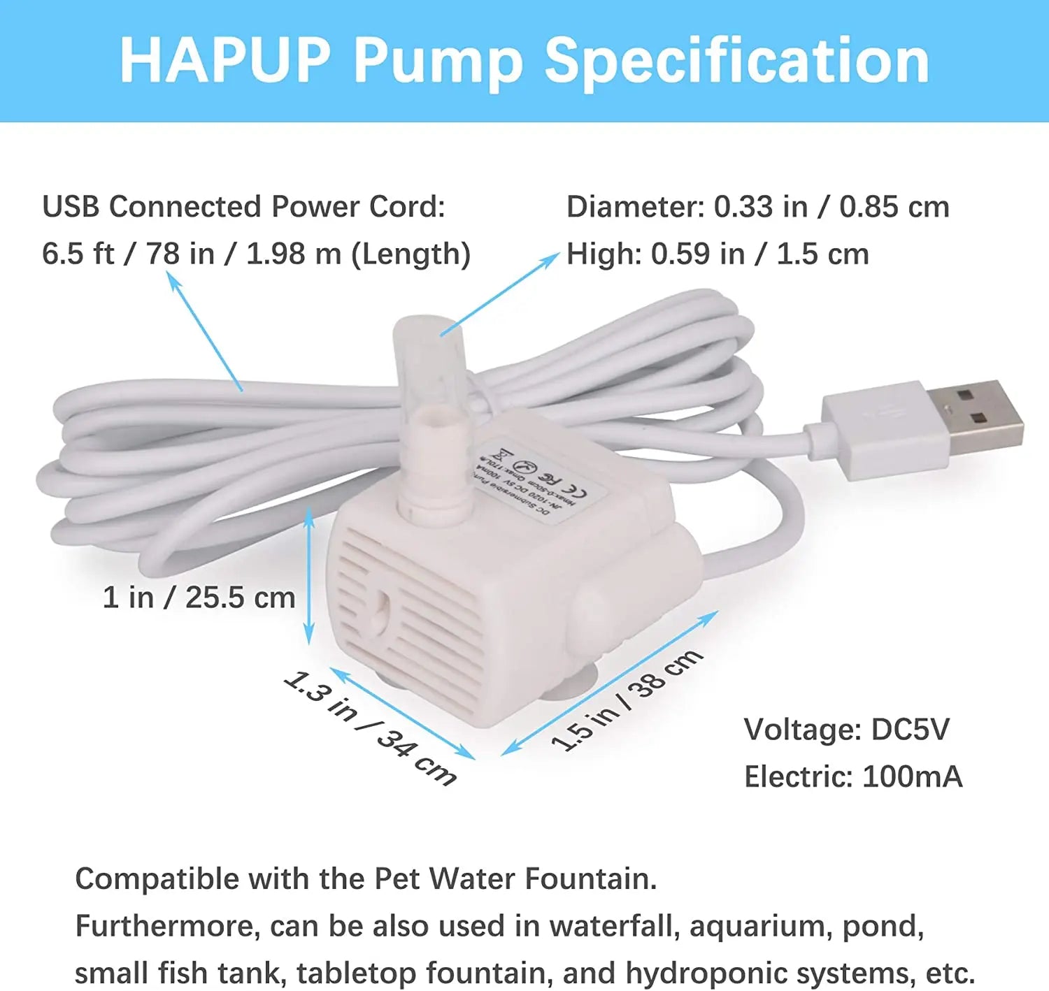 Pet Cat Water Pump Fountain Anti-dry Burning Motor Replacement for Cat Flowers Drinking Bowl Water Dispenser Pet Products