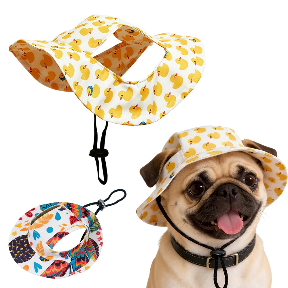 Cute Print Dog Hat for Small Medium Dogs Adjustable Pet Cap Puppy Pug Corgi Dachshund Hats Mascotas Perros Accessories