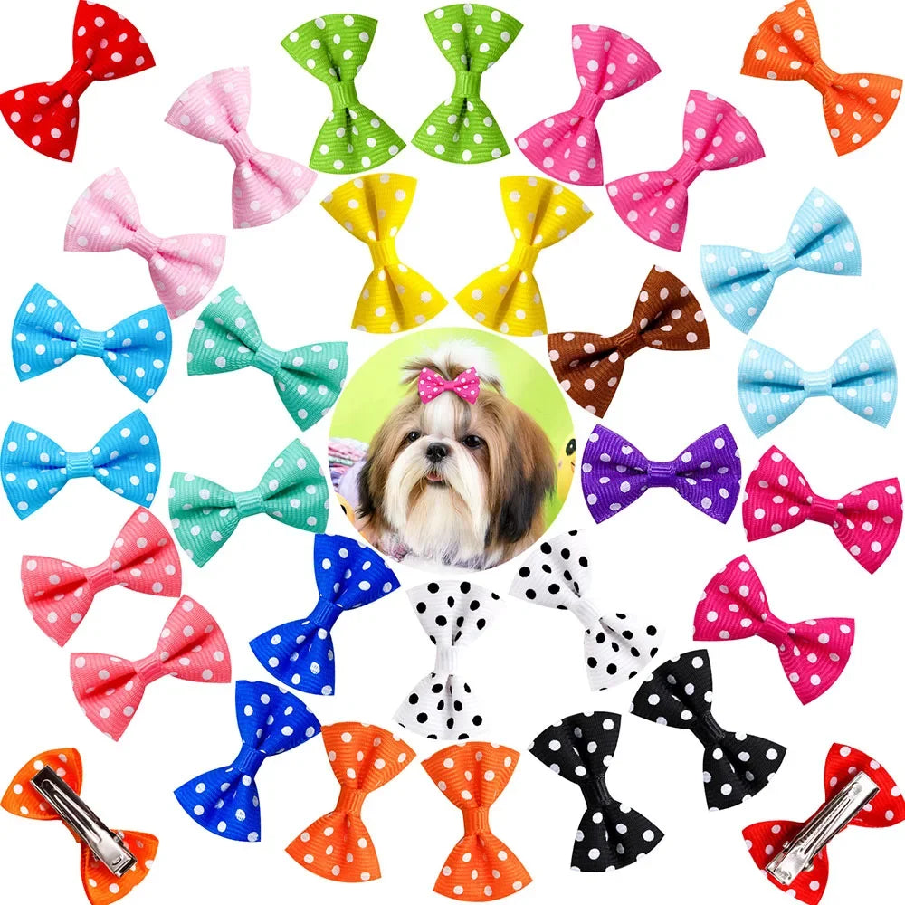 10/20Pcs Dot Pet Grooming Hair Clips Dog Cat Bows Hairpin Pet Girls Barrette for Small Dogs Supplies Pet Hair Grooming Acce