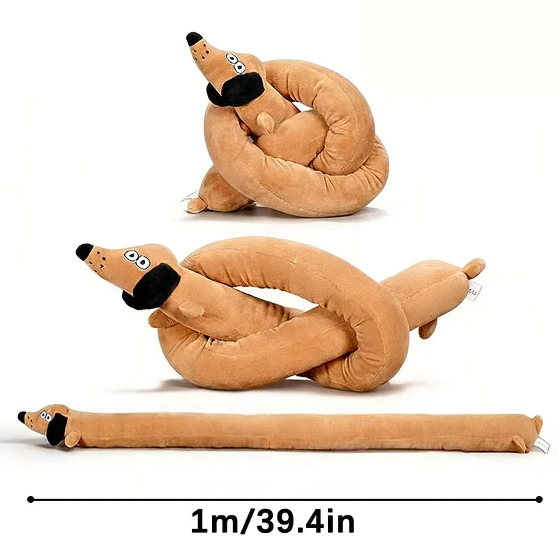 Squeaky Dachshund Plush Dog Toy Chew Resistant Long Sausage Puppy Toy Tug Toy Interactive Play Imitation Plush Pet Toy