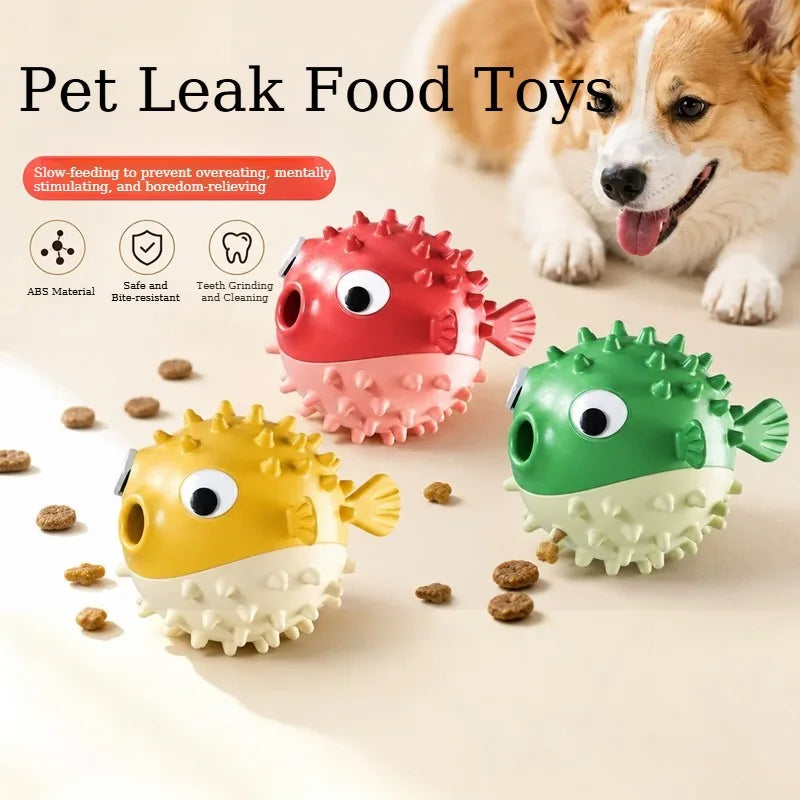Bouncing Fish Dog Toy Leak Ball Dogs Cats Slow Feeder Puzzle Toys Interactive Self-Play Boredom Relief Pets Toys Treat Dispenser