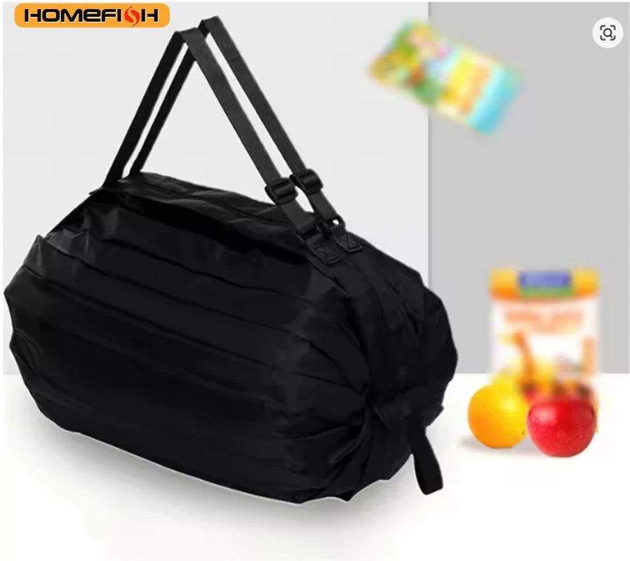 HOMEFISH Large Foldable Shopping Bag Reusable Eco Bag Grocery Package Beach Toy Storage Bags Shoulder Cat Lemon Printing Pouch T