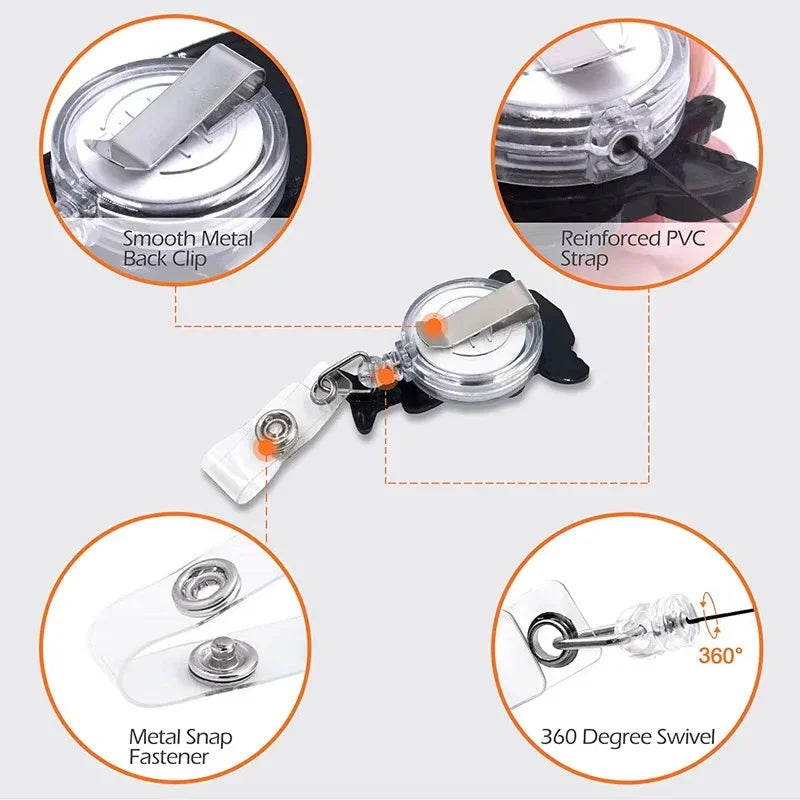 Kawaii Gift Kitty Cat Retractable Badge Reel Sparkling Card Holder Accessories With Keychain For Women Student Office Supplies