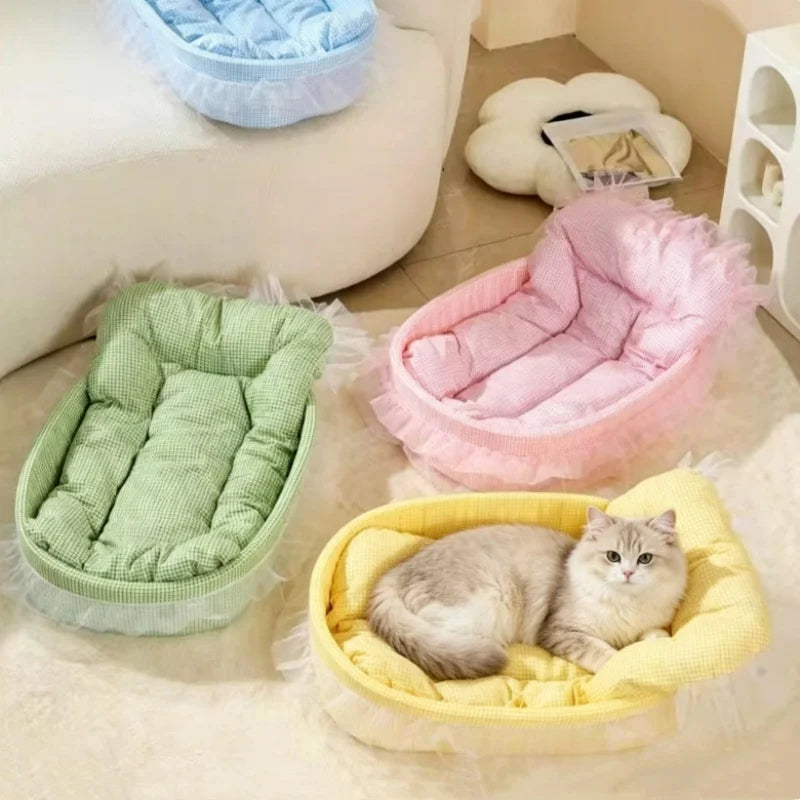 Cat Nest Macaroon Colour Small Dog Kennel Removable Washable Four Seasons Universal Soft Warm Dopamine Cats Nests Pet Products