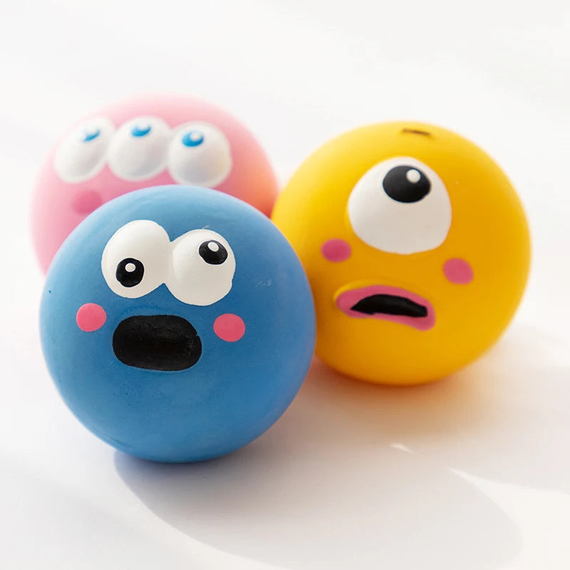 Durable Bite Resistant Squeaky Rubber Dog Chew Ball, Teeth Cleaning Sound Play Toy for Puppy Dog Dental Health