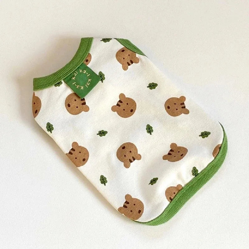 Pet Dog Clothes Puppy Summer Vest Thin Pomeranian Jumper Bear Print T-shirt Teddy Cartoon Clothing Dog Products XS-XL