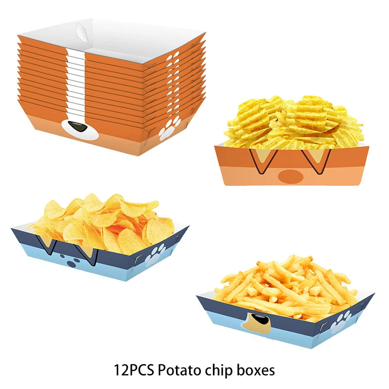 New Cartoon Cute Dog Birthday Party Decoration Kit Blue Dogs Theme Happy Birthday Plates Napkins Cups Tableware Supplies For Kid