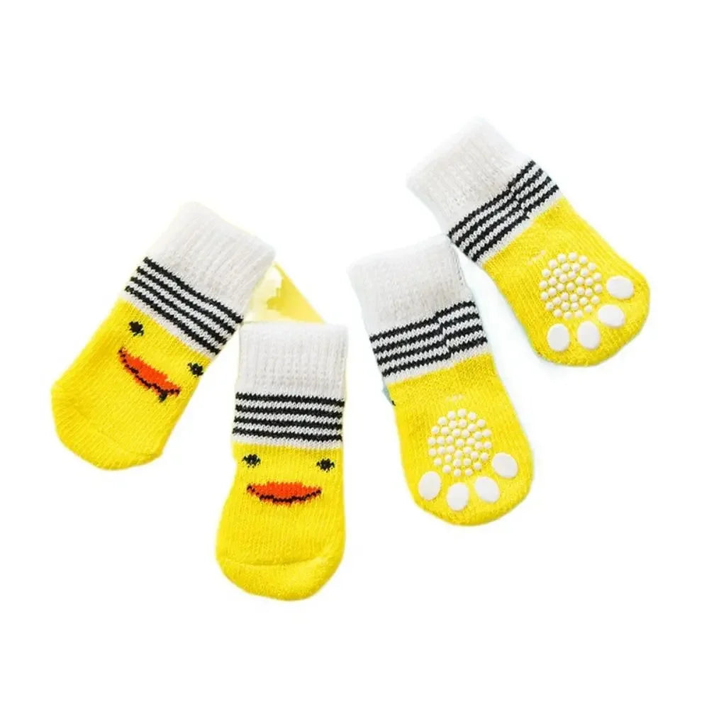 4pcs Winter Pet Dog Socks Small Cat Knit Warm Socks Dog Anti-slip Socks Chihuahua Thick Paw Protector Booties Pet Accessories