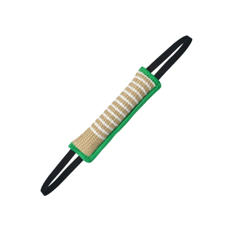 Interactive Dog Tug Toy, Natural Jute Bite Stick with Two Handles, Durable Chew Toy for Teething, Training, and Play for All Bre