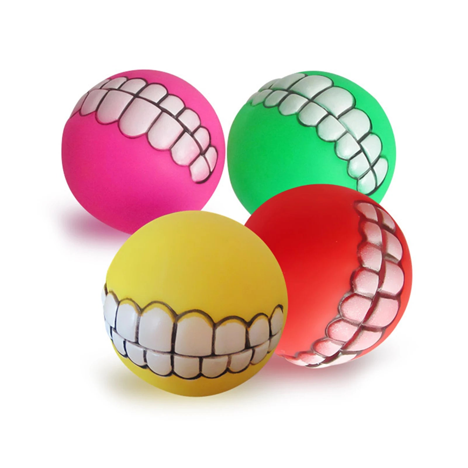 1/3/10pcs Rubber Dog Teeth Ball Toys Squeaky Cleaning Tooth Dog Chew Toy Colorful Funny Pet Toy With Smile Pattern Pet Products