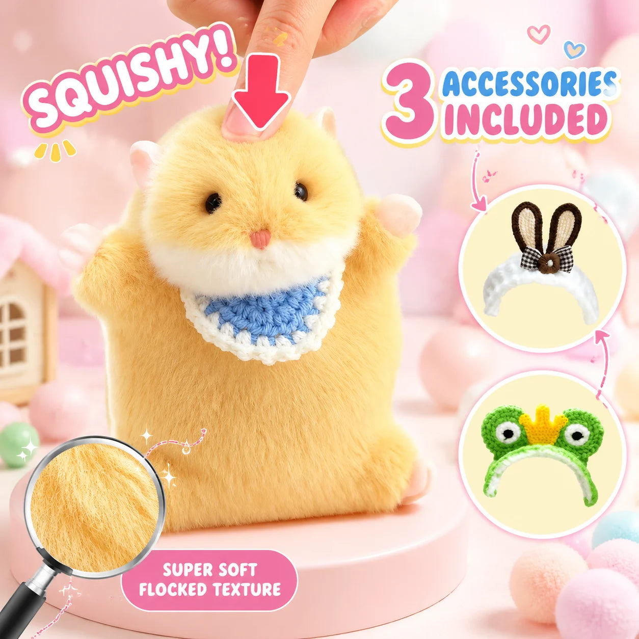 New Products In Stock Cute Golden Bear Little Hamster Plush Toy Cartoon Cute Pet Keychain Bag Pendant Style To Good Friends