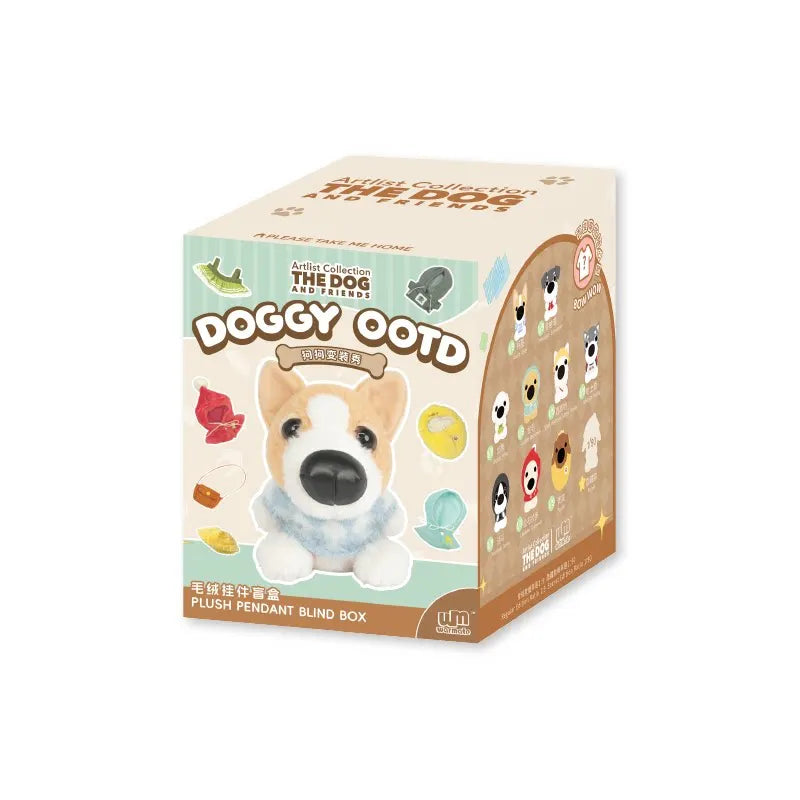 Original Thedog Big Headed Dog Doggy Ootd Series Plush Pendant Blind Box Cute Trendy Play Toy Plush Doll Mystery Box Gift
