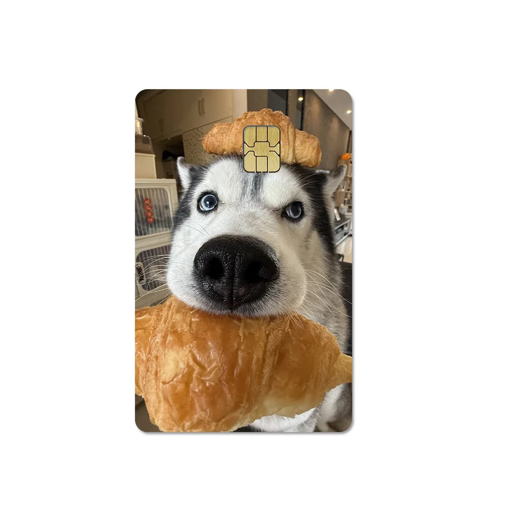 Cute Pet Puppy Kitten Lamb Credit Debit Card Sticker Bread Dog Bus Pass DIY Waterproof Small Chip Film Sticker Decoration Gift