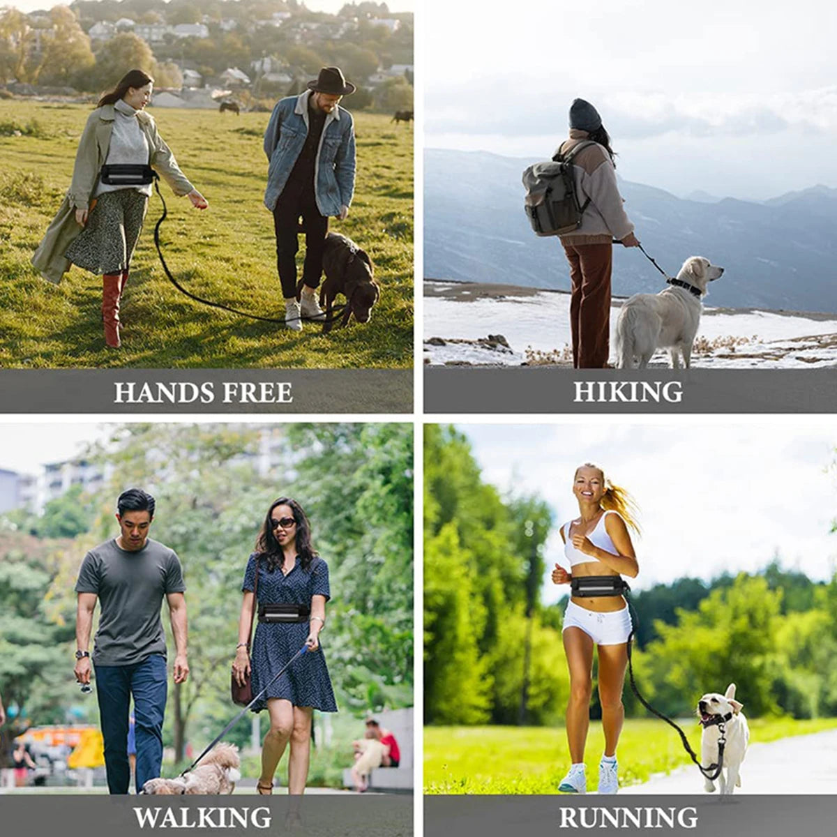 Hands Free Dog Leash Reflective Leash with Waist Bag Dog Traction Rope Retractable Elastic Belt for Running Walking Pet Products