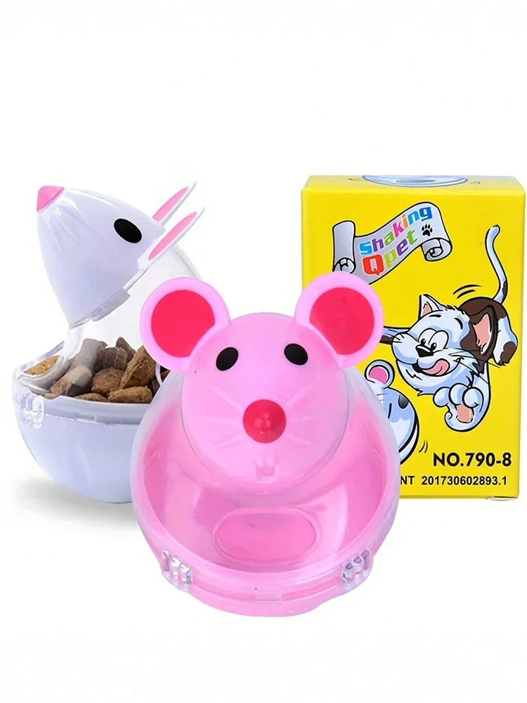 Mouse tumbler leaks food ball pet cat dog leaks food device dog cat interactive play toys cat toys.