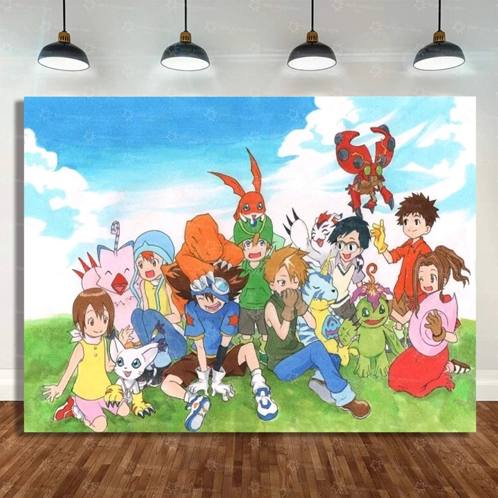 Digimon Birthday Decoration Cartoon Pet Party Favors Balloons Backdrop Banner Cake Decoration Baby Shower Supplies Gifts Toys