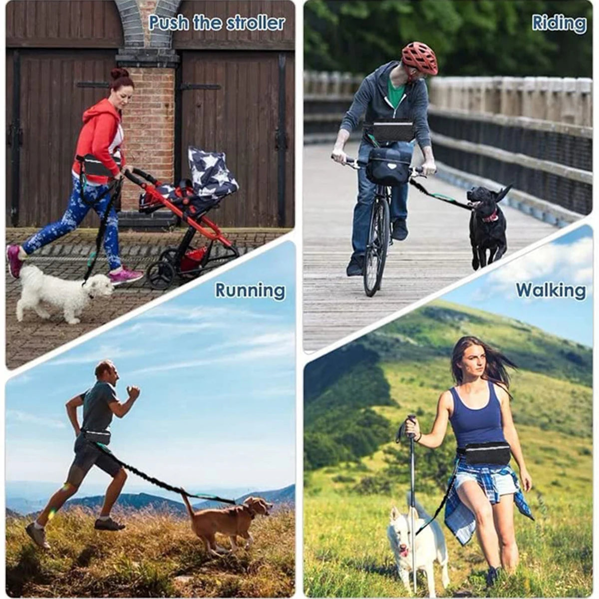 Hands Free Dog Leash Reflective Leash with Waist Bag Dog Traction Rope Retractable Elastic Belt for Running Walking Pet Products