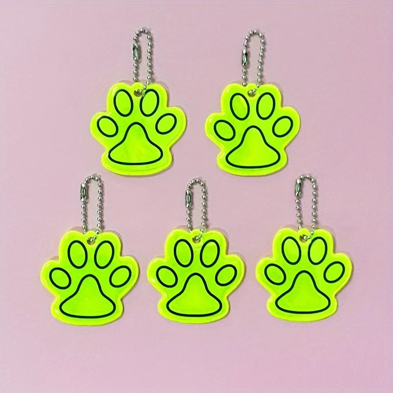10PCS Cute Cat Paw Keychain Pet Double-sided Backpack Accessories Pendant
