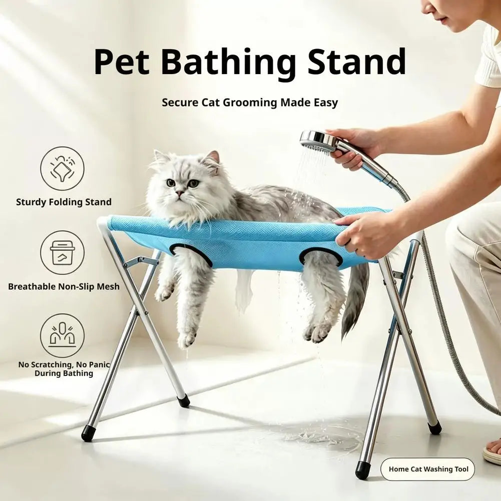 Pet Grooming Hammock Stand Foldable Dog Cat Nail Clipping Harness Stainless Steel Portable Breathable Mesh Grooming Care Tool