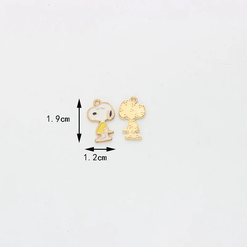 10pcs Cartoon Snoopy Decorations Cute Dog Alloy Pendant Animal Series Children's DIY Creative Fashion Jewelry Accessories Gift