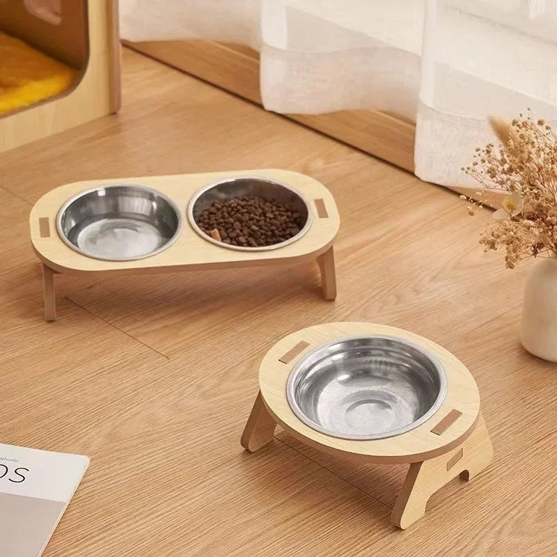 Pet Feeder Double Cat Food Bowl with Anti-Knockover Design Dog Water Feeding Container Cat Food Bowl Stander Pet Products
