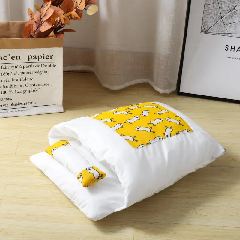 Kawaii Removable Cats Bed House Home Supplies Products for Adult Cats Large Pet Dog Bed Cat's House Cave Comfortable  Food Cute