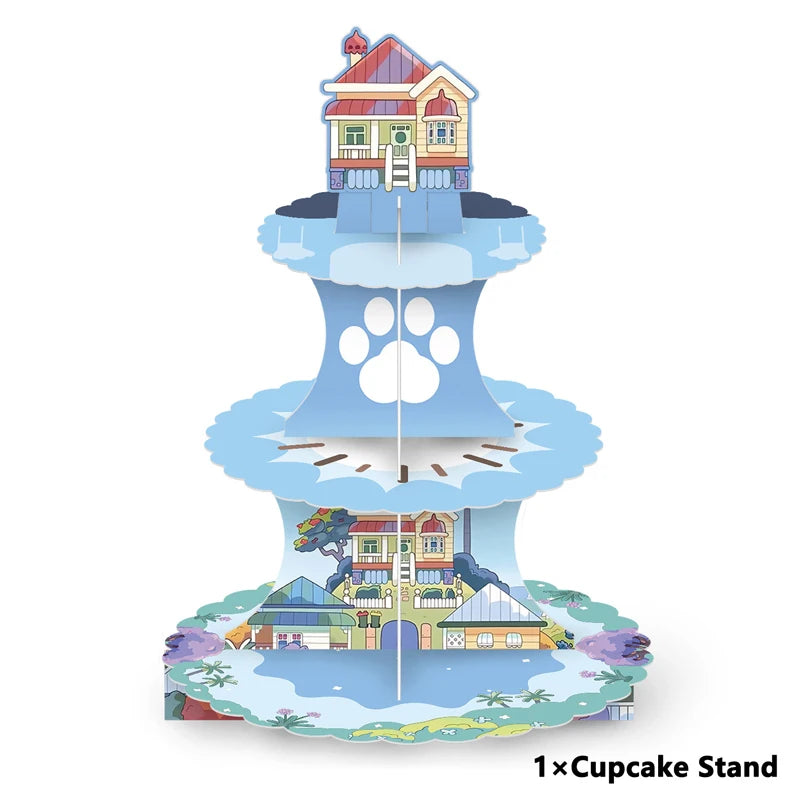 New Cartoon Cute Dog Birthday Party Decoration Kit Blue Dogs Theme Happy Birthday Plates Napkins Cups Tableware Supplies For Kid