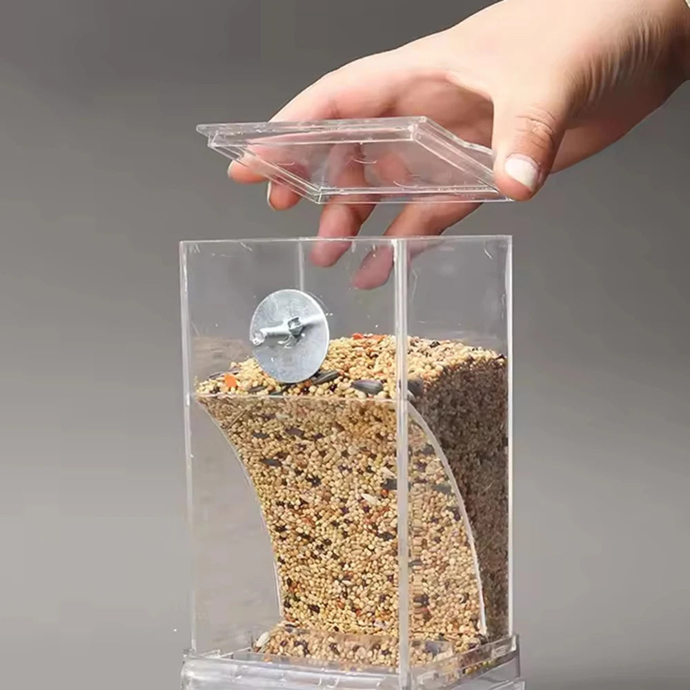 B-Parrot Feeder Anti-Spill Transparent Bird Food Box Clear Feeding Device for Parrots Durable Bird Feeding Box