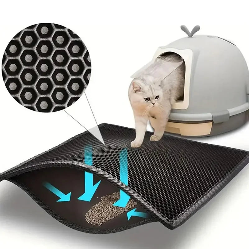 Pet Cat Litter Mat Waterproof Double Layer Cat Litter Trapping Clean Pad Litter Box Mat Products For Cats Pet Accessories