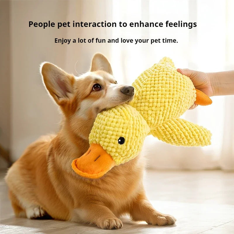 Dog Plush Duck Toy, Squeaky Bite Resistant Pet Toy, Teeth Grinding Relief Companion Sleeping Duck for Dog Chew Play