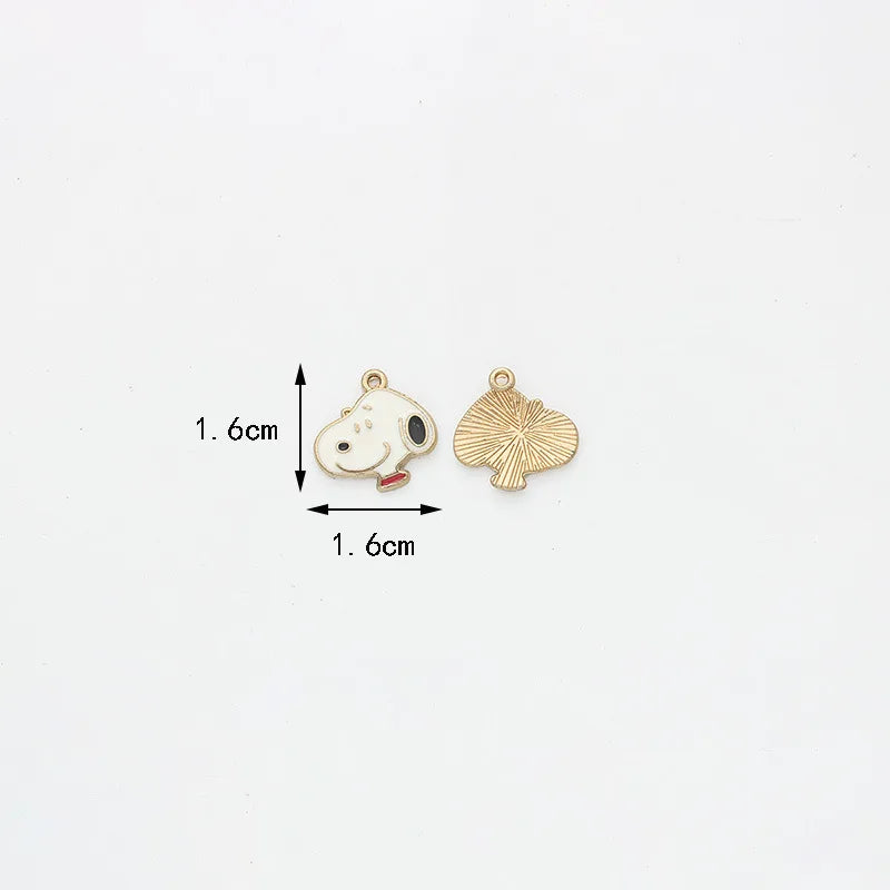 10pcs Cartoon Snoopy Decorations Cute Dog Alloy Pendant Animal Series Children's DIY Creative Fashion Jewelry Accessories Gift