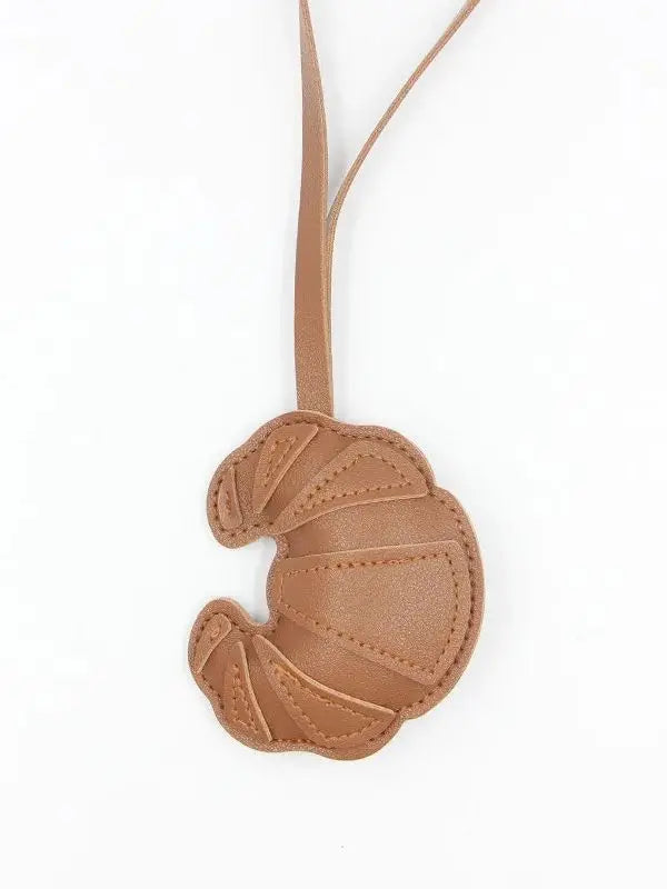 Handmade Leather Croissant Women's Bag Charm Keychain - Cute Food Backpack Pendant Couple Friend Jewelry Gift