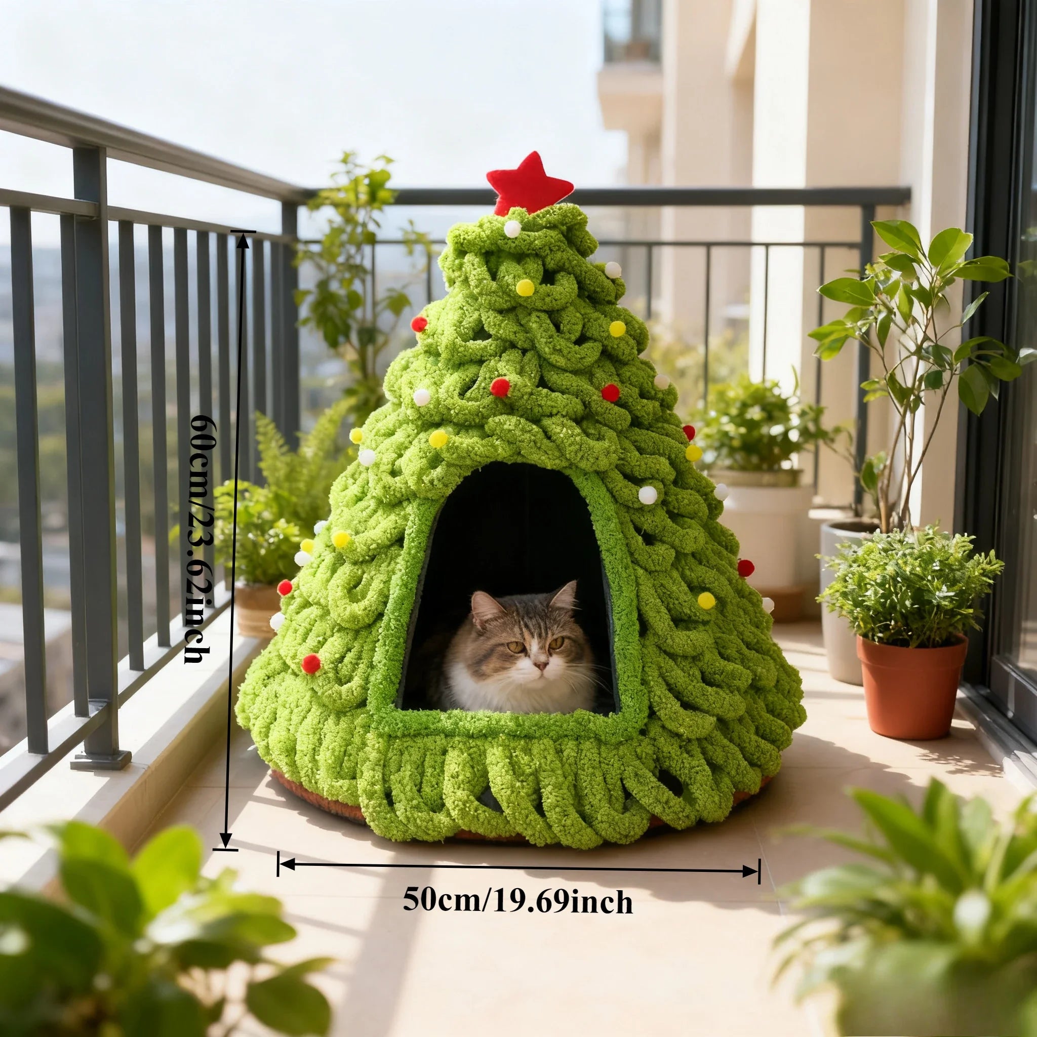 Finished Product Christmas Tree Cat Nest Cat House/ Winter Warmth Closed Security Cat Bed Weave Pet Tent No Need To Make고양이 굴