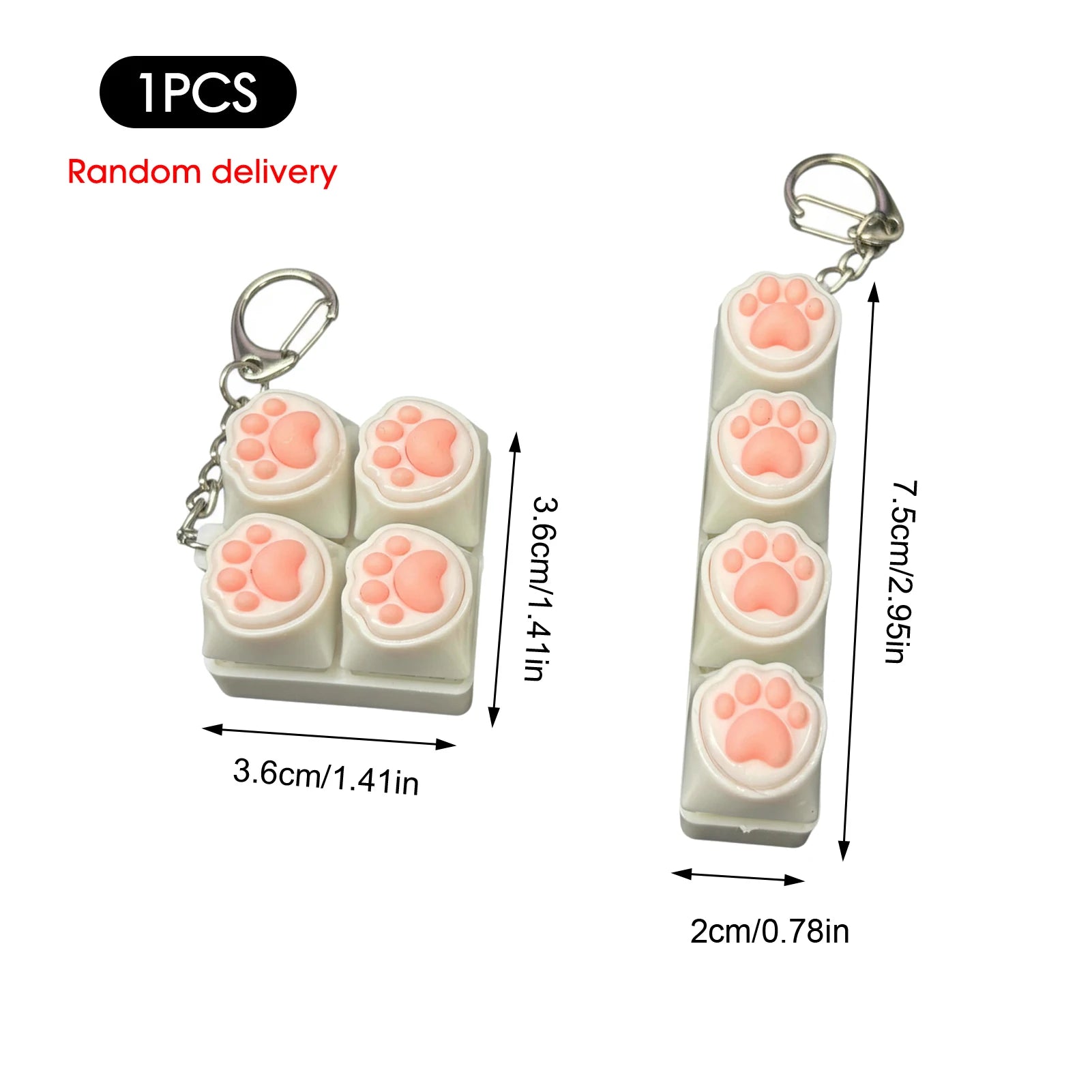 Silicone Cat Paw Keychain Stress Relief Toy for Keyboard Lovers Portable Fidget Keyring Gifts Press Button Anxiety Relief