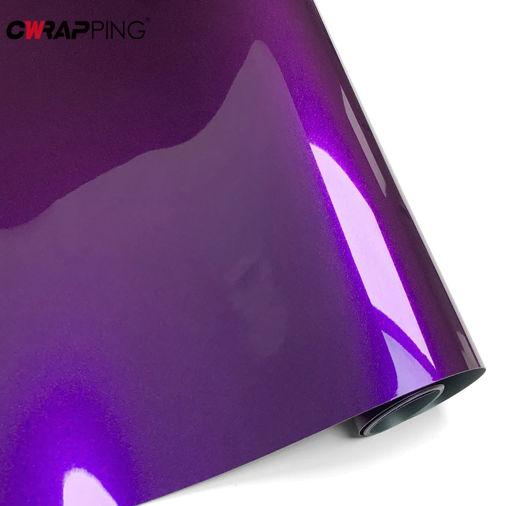 PET High Glossy Purple Vinyl Wrap Film Car Wrapping Motorcycle DIY Sticker Air Release Self Adhesive Decal for Car Accessories