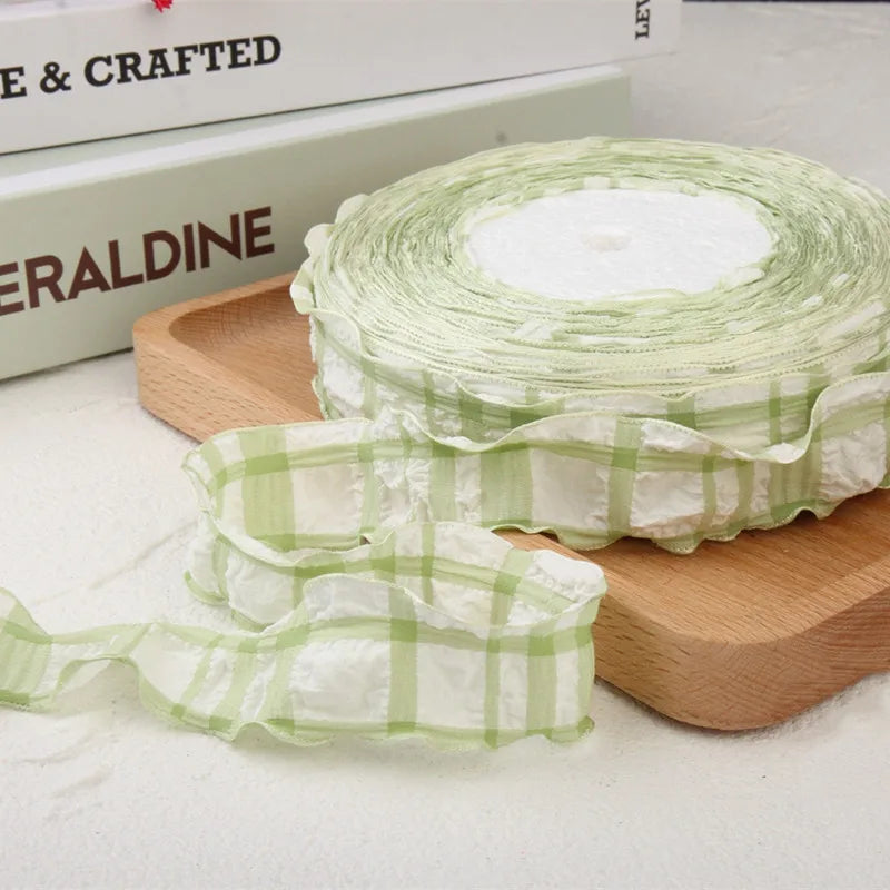 Cotton fabric plaid wavy edge lace barcode DIY headwear gift box clothing frame bow knot production material pet supplies ribbon