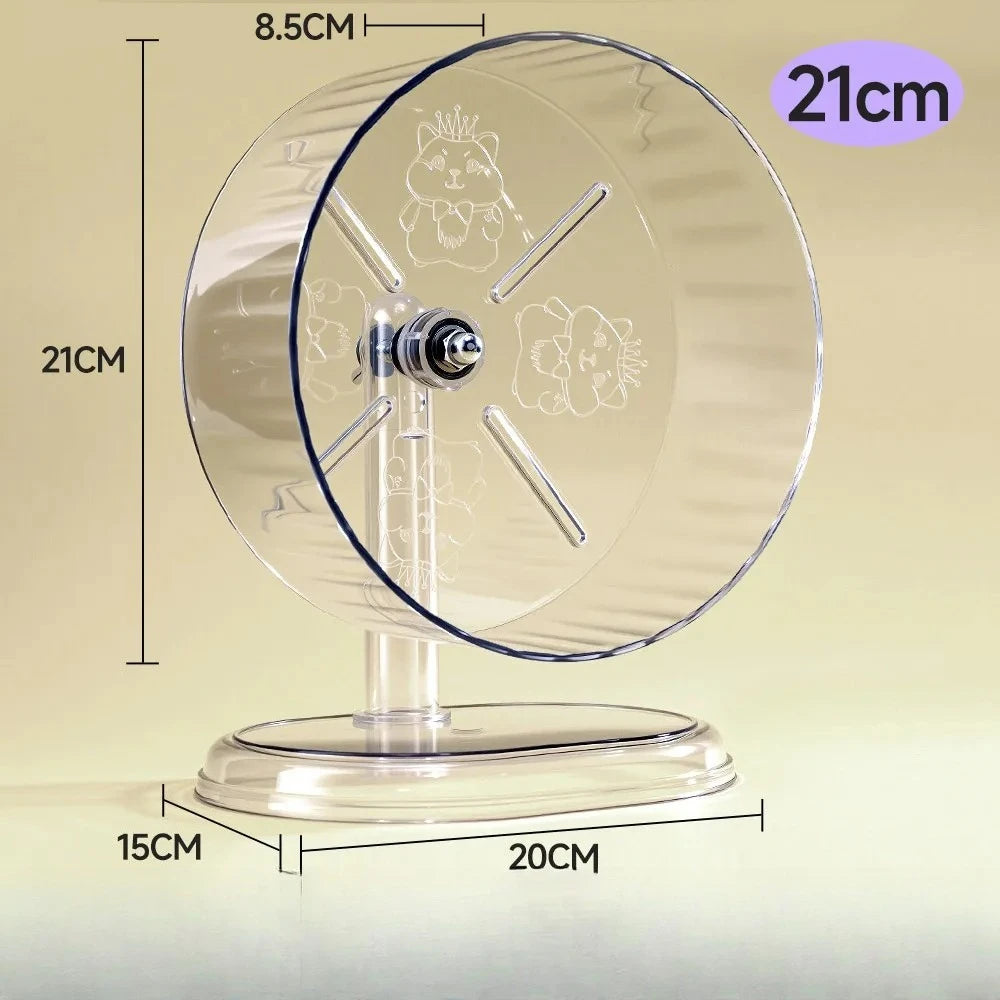 Silent Transparent Hamster Running Wheel Printed Design Small Animal Cage Accessories Suitable for Dwarf Rats And Other Pets