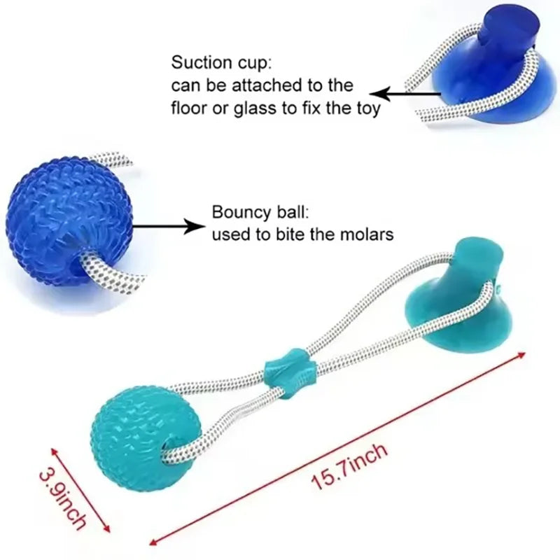 Dog Toy Ball Interactive Suction Cup Push TPR Ball Toys Molar Bite Toy Elastic Ropes Dog Tooth Cleaning Self Play Chewing Supply