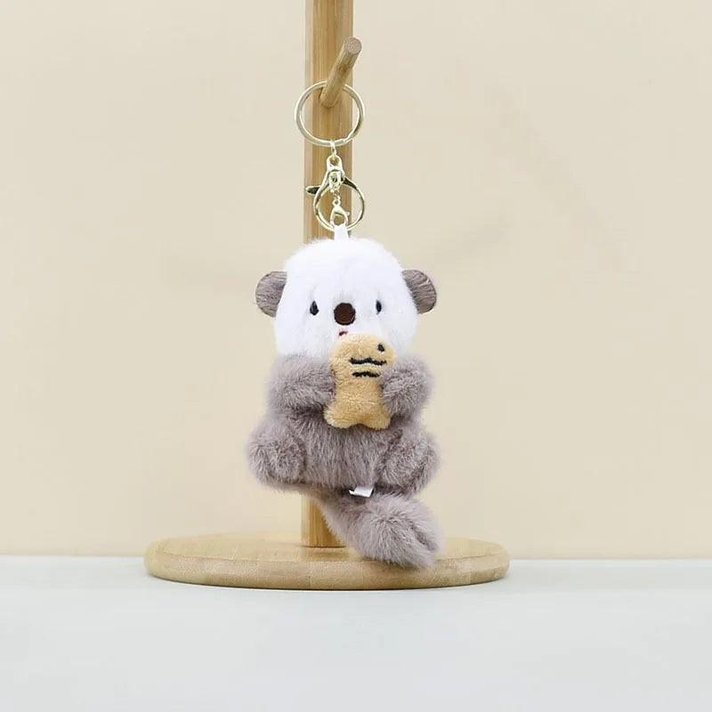 New Cartoon Sea Otter Plush Keychain Small Pendant Fish Seal Plush Doll School Bag Pendant