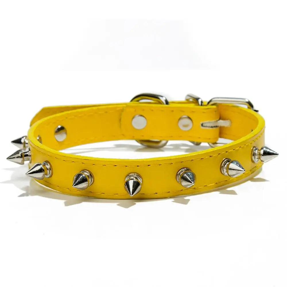 Pet Products Leather Cat Dog Collar Cool Adjustable Pet Spiked Studded Collars Exquisite Colorful Pet Necklace Small Medium Pets