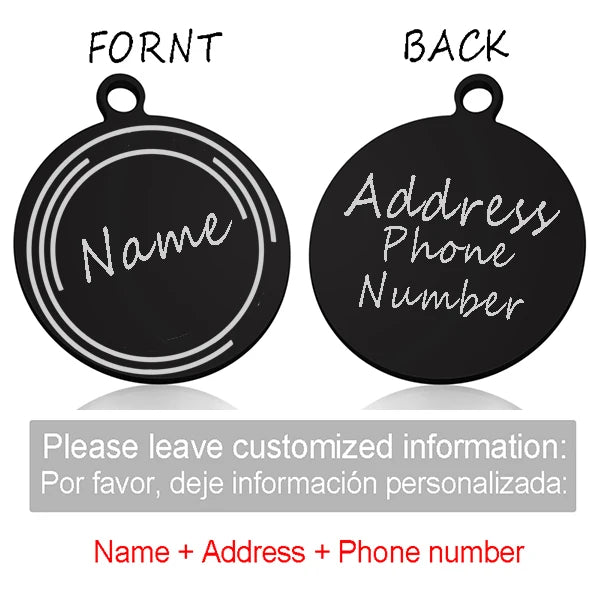 Custom Personalized Cat Dog ID Circle Tag Collar Pendant Engraved Pet Necklace Chain Charm Supplies For Tag Name Products