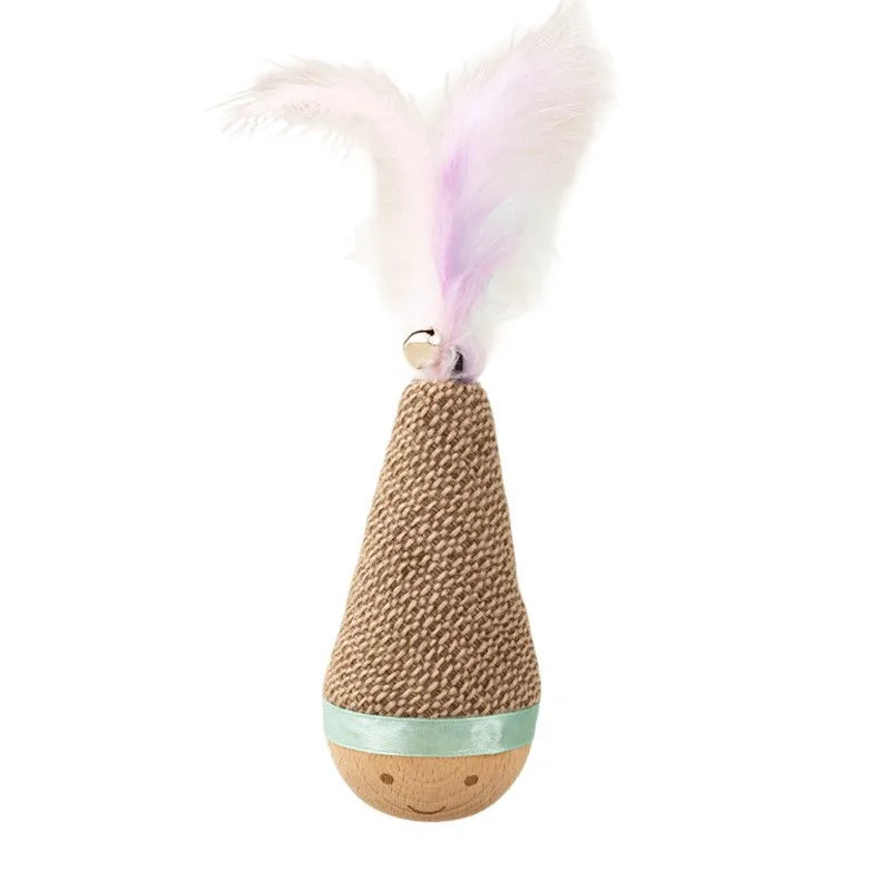 Cat Tumbler Wobbler Toy Bite-resistant Feather Agave Chew Toy Teeth Cleaning Interactive Pet Cat Supplies
