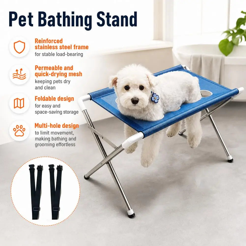 Pet Grooming Hammock Stand Foldable Dog Cat Nail Clipping Harness Stainless Steel Portable Breathable Mesh Grooming Care Tool