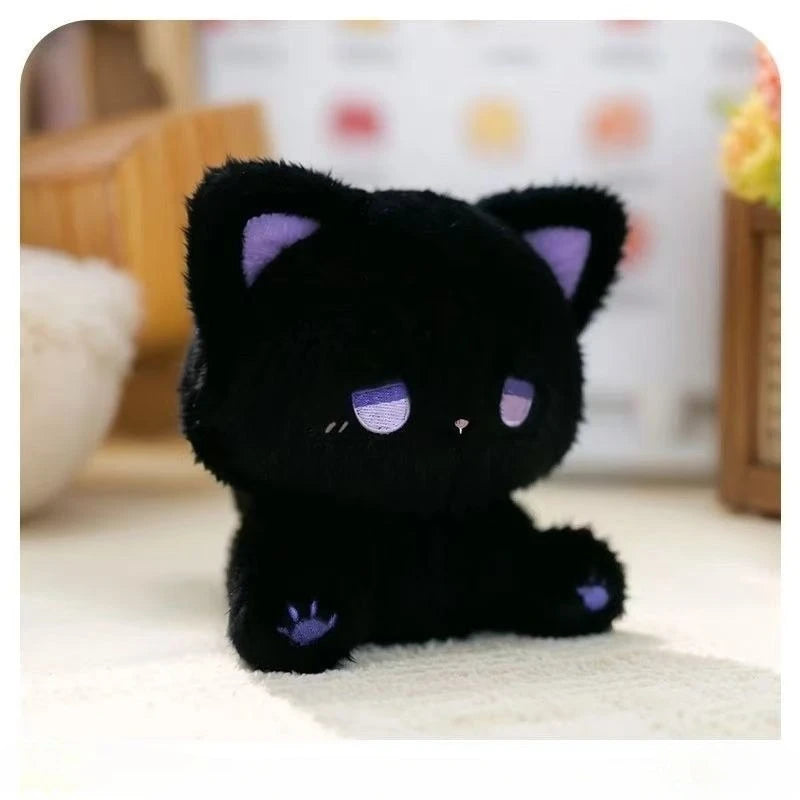 16cm Cute Silly Kitten Doll with High Appearance Plush Toy Cartoon Sitting Posture Doll Black Body with Different Color Eye Gift