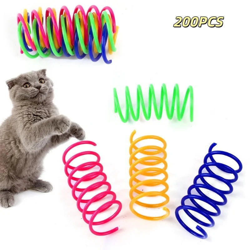 4/200Pcs Interactive Colorful Gauge Kitten Coil Spiral Springs Cat Toys for Kittens And Cats Pet Products