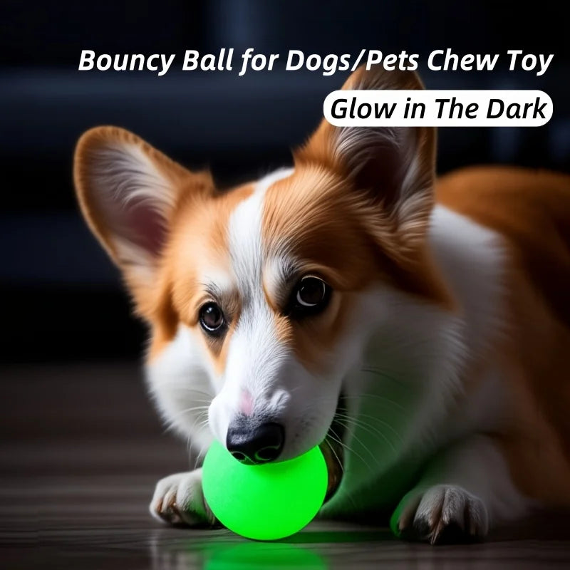 Glow-in-the-Dark Rubber Dog Ball - Durable, Bite-Resistant Chew Toy for All Breeds Interactive Play & Dental Health, Medium Size
