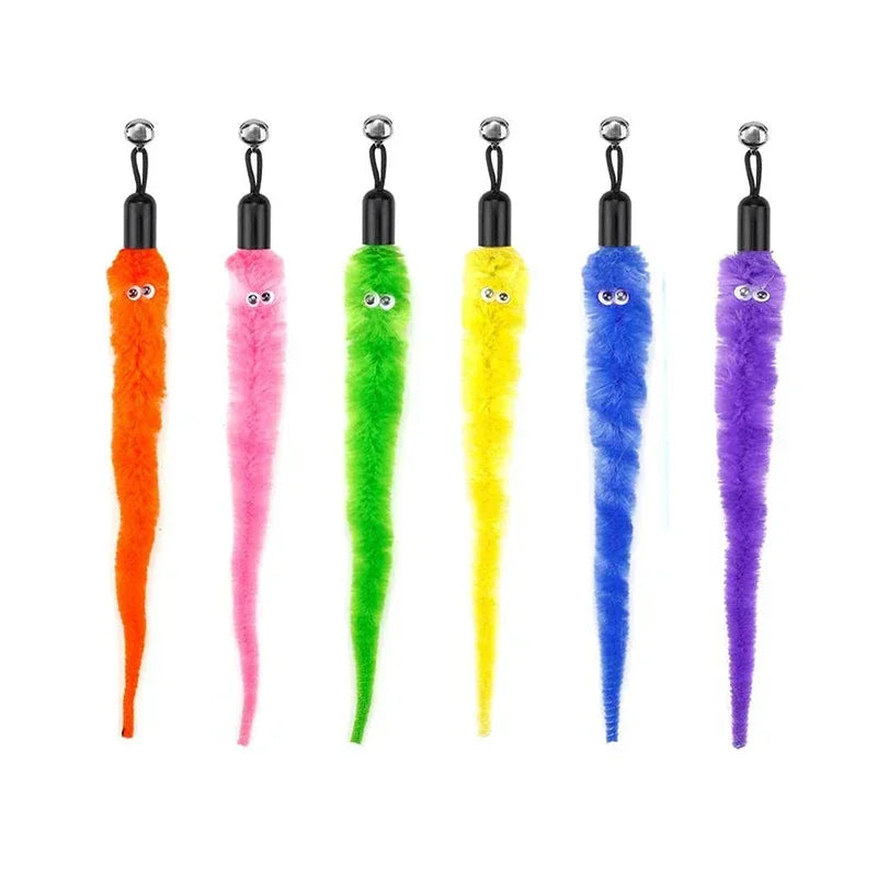 Cat Feather Toy Accessories False Birds Worm Toy with Bell Kitten Cat Toys Interactive Replacement Refill Foam Ball Training
