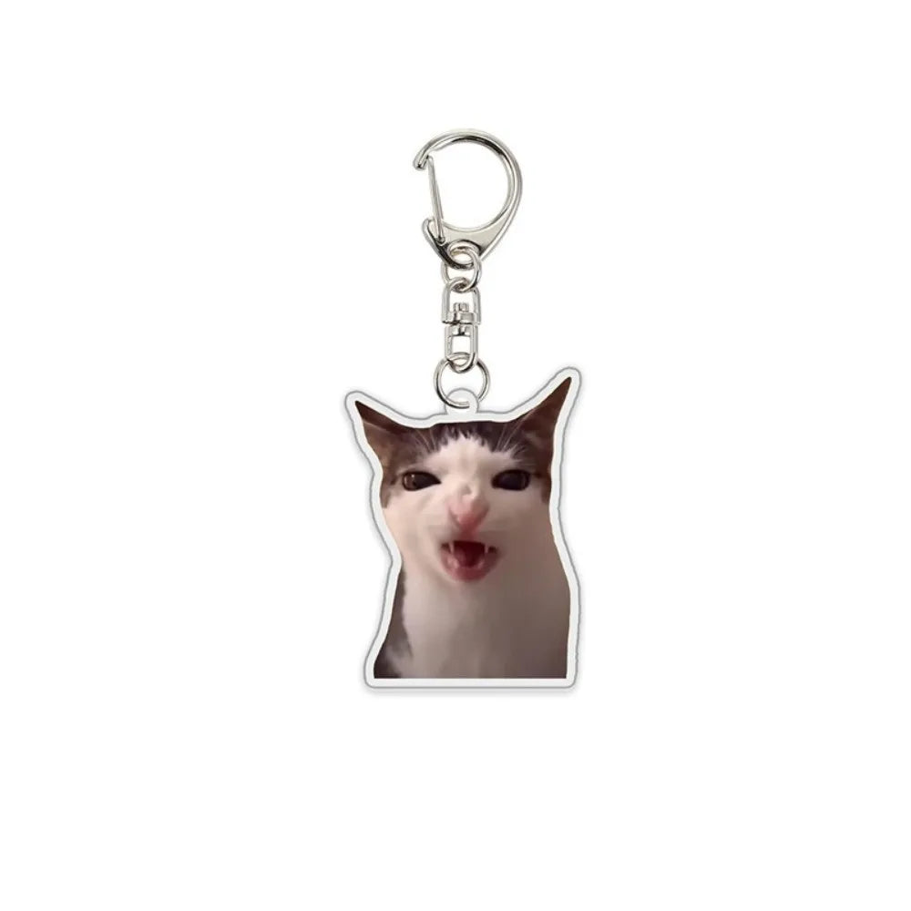 Sand Sculpture Texture Cartoon Cat Keychain Compact Size Lightweight Cat Head Keyring Cat Head Bag Pendant For Bag Accessory